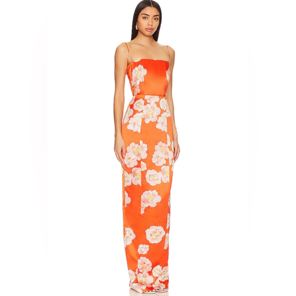 Sau Lee Orange and White Floor Length Dress - NWT - Picture 2 of 5